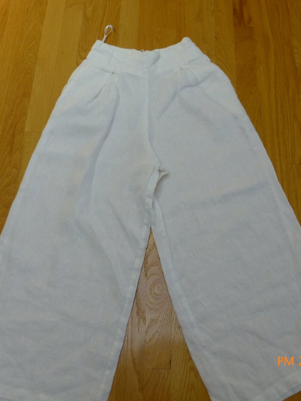 Faithfull The Brand Womens Wide Leg Pants White 100% Linen Zip Size S